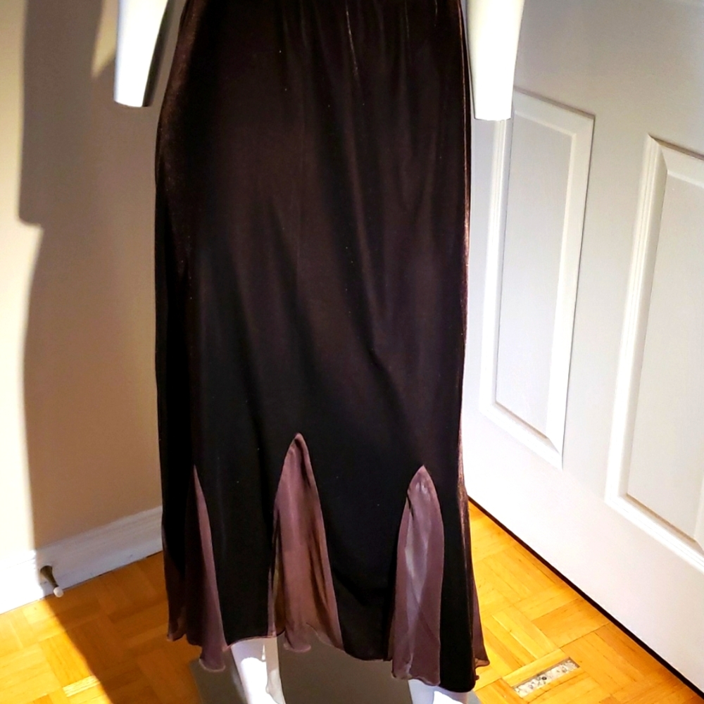 Dark burgundy velvet maxi skirt